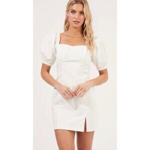 ASTR The‎ Label Women's Wendy Puff Sleeve Mini Dress White Size S